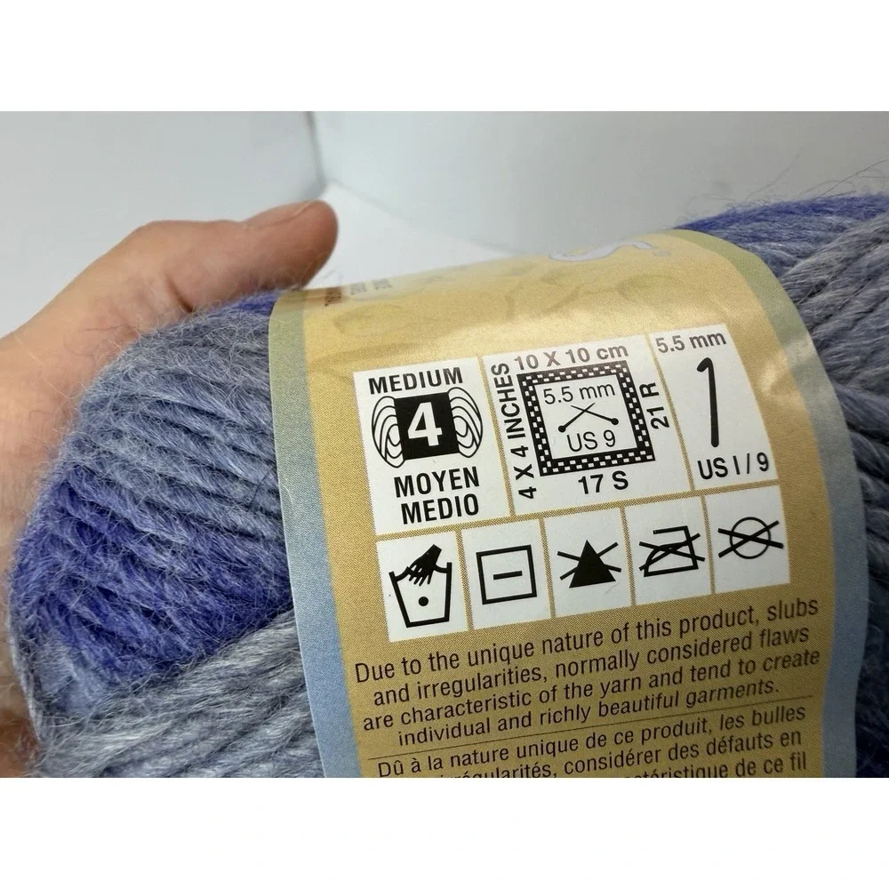 Patons SWS Yarn Natural Denim 70117 Soy Wool Stripes Lot Of 3 80g Each